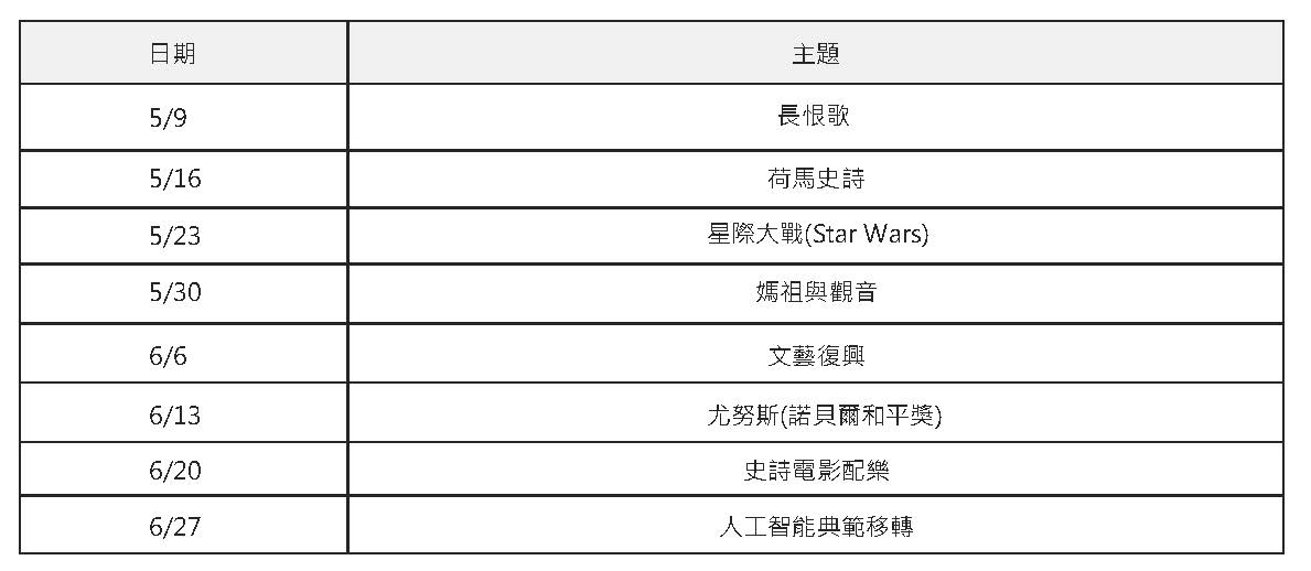 史詩之現代啟示錄課程時間表