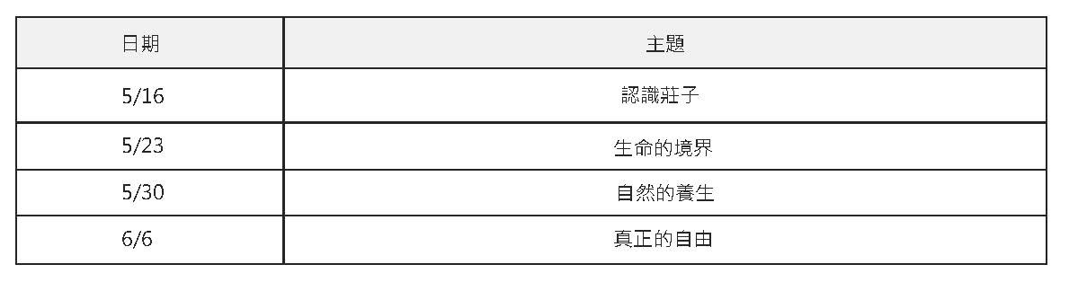 莊子生命哲學與現代人生課程表